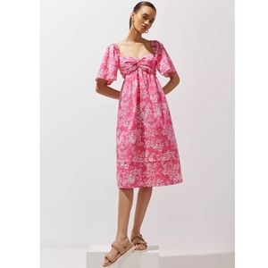 Anthropologie Peter Som Floral Pink Midi Dress